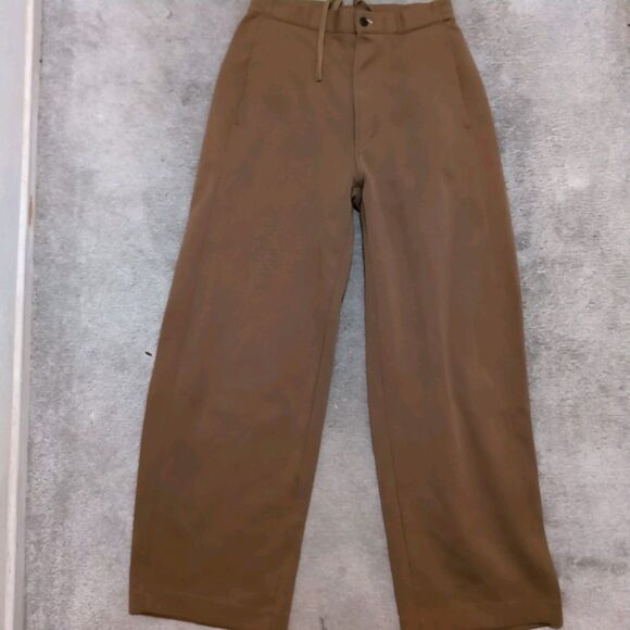 Uniqlo U Pants Mens 28-29 Brown Wide Leg Pants Drawstring Light Stretch 3pockets - Picture 1 of 4